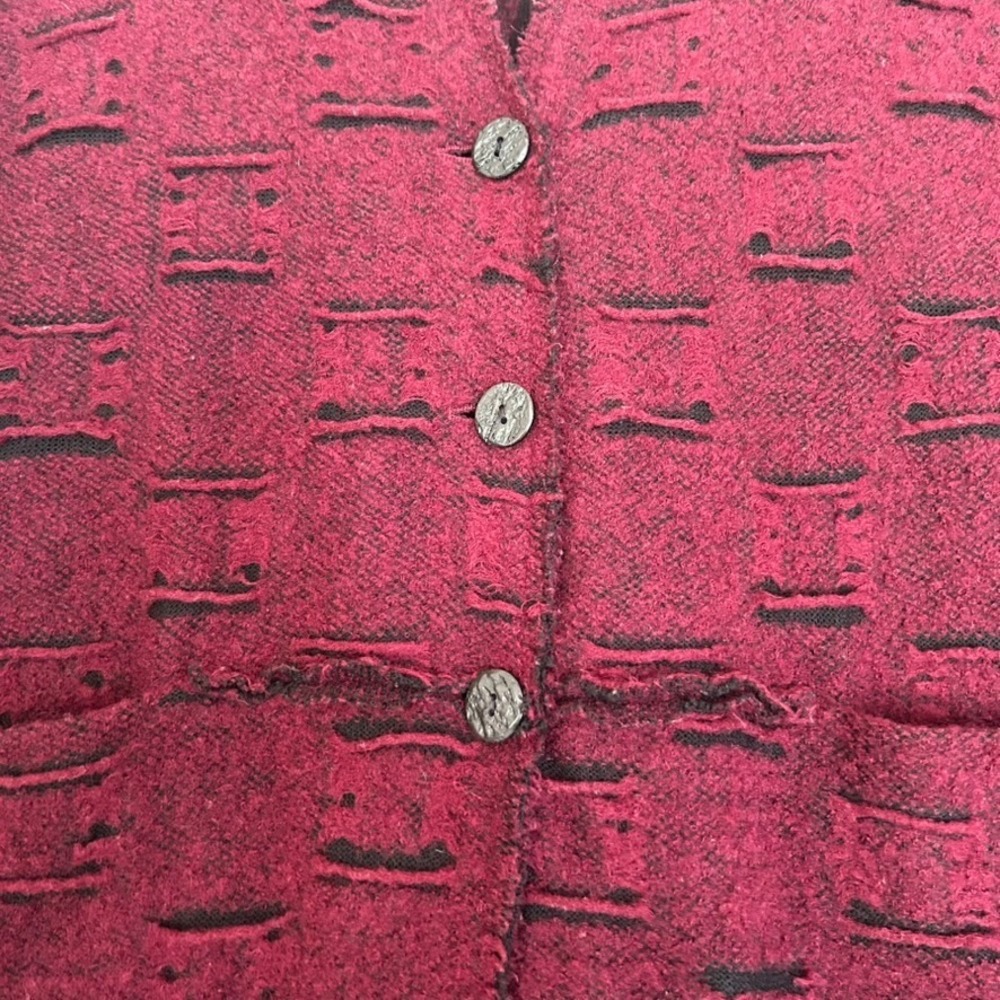 J Jill Womens M Cardigan Wool Sweater Distressed Oversized Burgundy Long Sleeve - Picture 4 of 12
